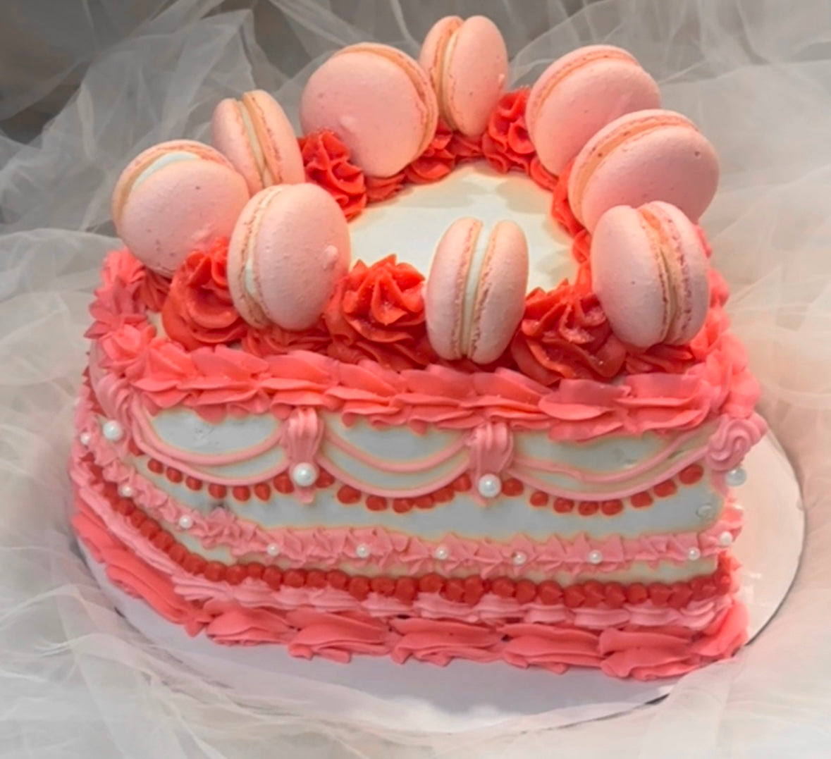 Heart Cake with Macarons